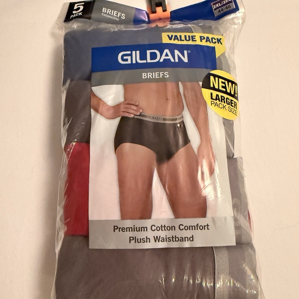THREE SETS Gildan Briefs Mens 2XL Multicolor New 5 Pack Premium Cotton Waistband